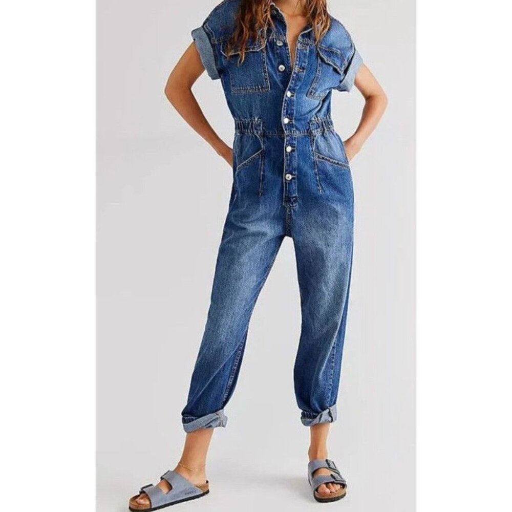 Free People Indigo Denim Jumpsuit